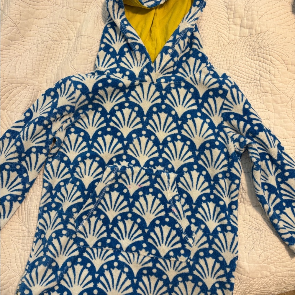 Mini Boden Blue and White Patterned Terrycloth Hoodie and shorts